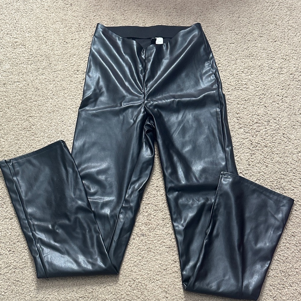 Womens Black Faux Leather Pants